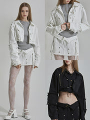 【GATELESS】FRINGE CROPPED DENIM JACKET