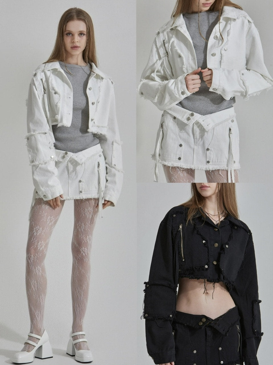 【GATELESS】FRINGE CROPPED DENIM JACKET