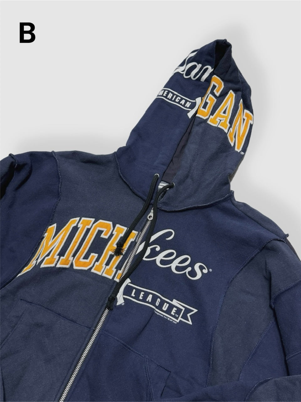 【Re +】double zip cutting switch hoodie (navy)