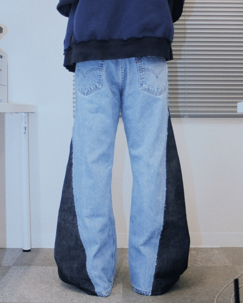 【Re +】newold docking flare denim pants (blue)