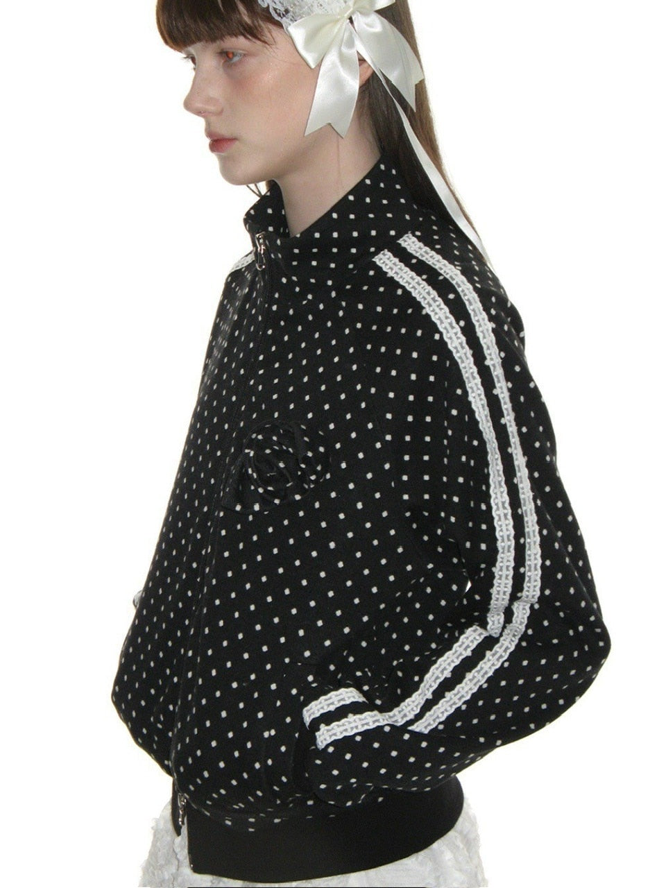 【CRANK】ROSE DOT TRACK JACKET / 【クランク】ローズドットダブルジップトラックジャケット