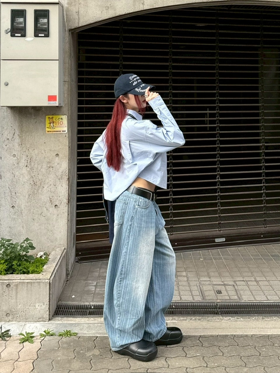 受注制【Chikashitsu +】wide stripe denim pants / 【チカシツプラス】ストライプボーダーワイドデニムパンツ