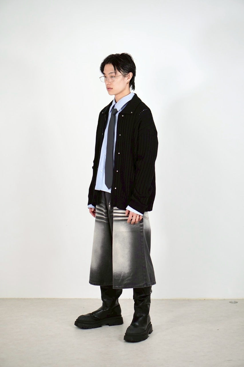 受注制【Chikashitsu +】8-length bermuda denim pants (2color) / 【チカシツプラス】8分丈バミューダハーフデニムパンツ