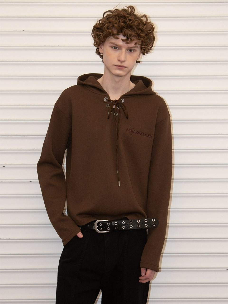 【ESC STUDIO】eyelet waffle hoodie