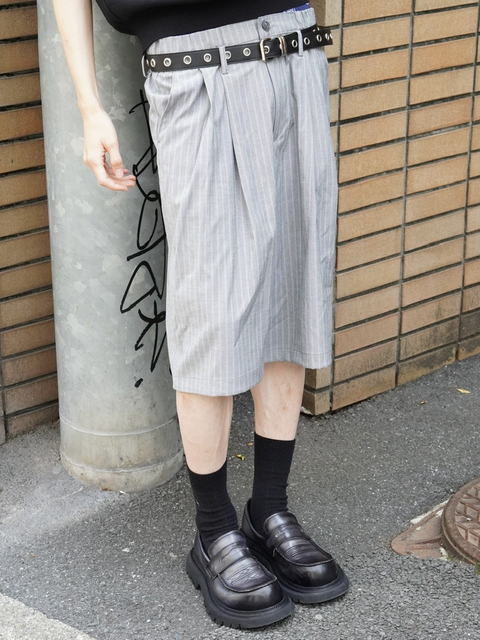 東京店WEB限定受注制【Chikashitsu +】stripe bermuda pants (2color)