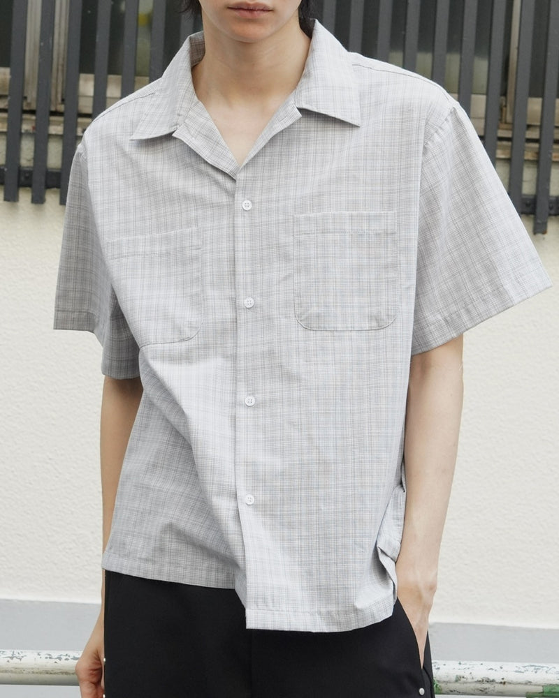 東京店WEB限定受注制【Chikashitsu +】Open collar check shirt (2color)