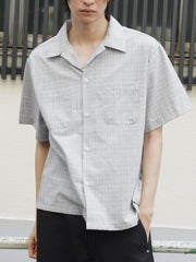 東京店WEB限定受注制【Chikashitsu +】Open collar check shirt (2color)