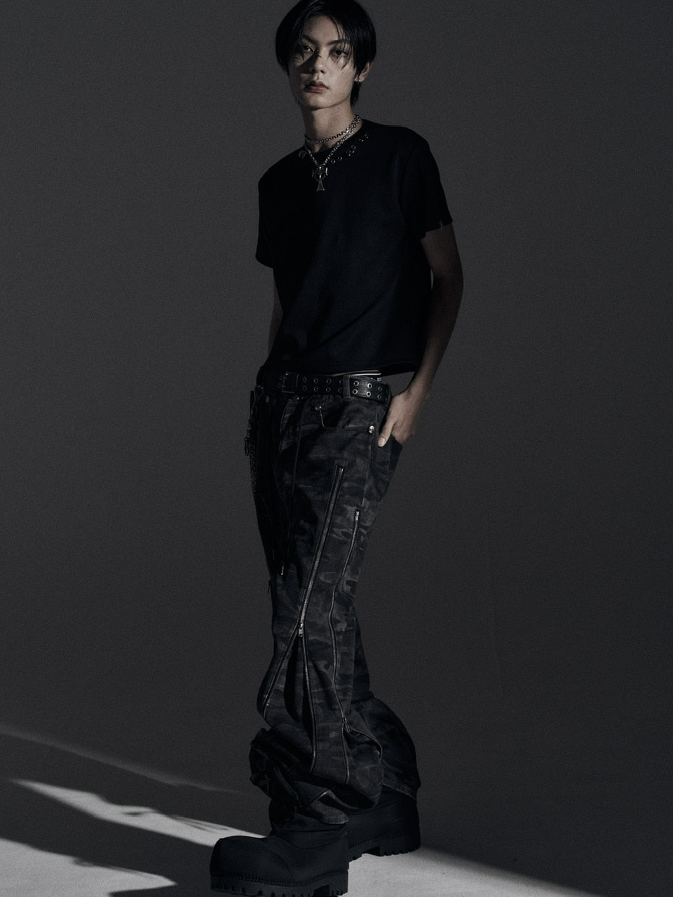 【Rosen Kreuz】ZIP WIDE BAGGY PANTS