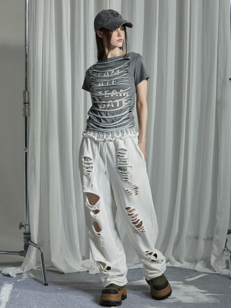 【GATELESS】SLASH DAMAGE LOGO T-SHIRT / 【ゲートレス】スラッシュダメージロゴ半袖Tシャツ