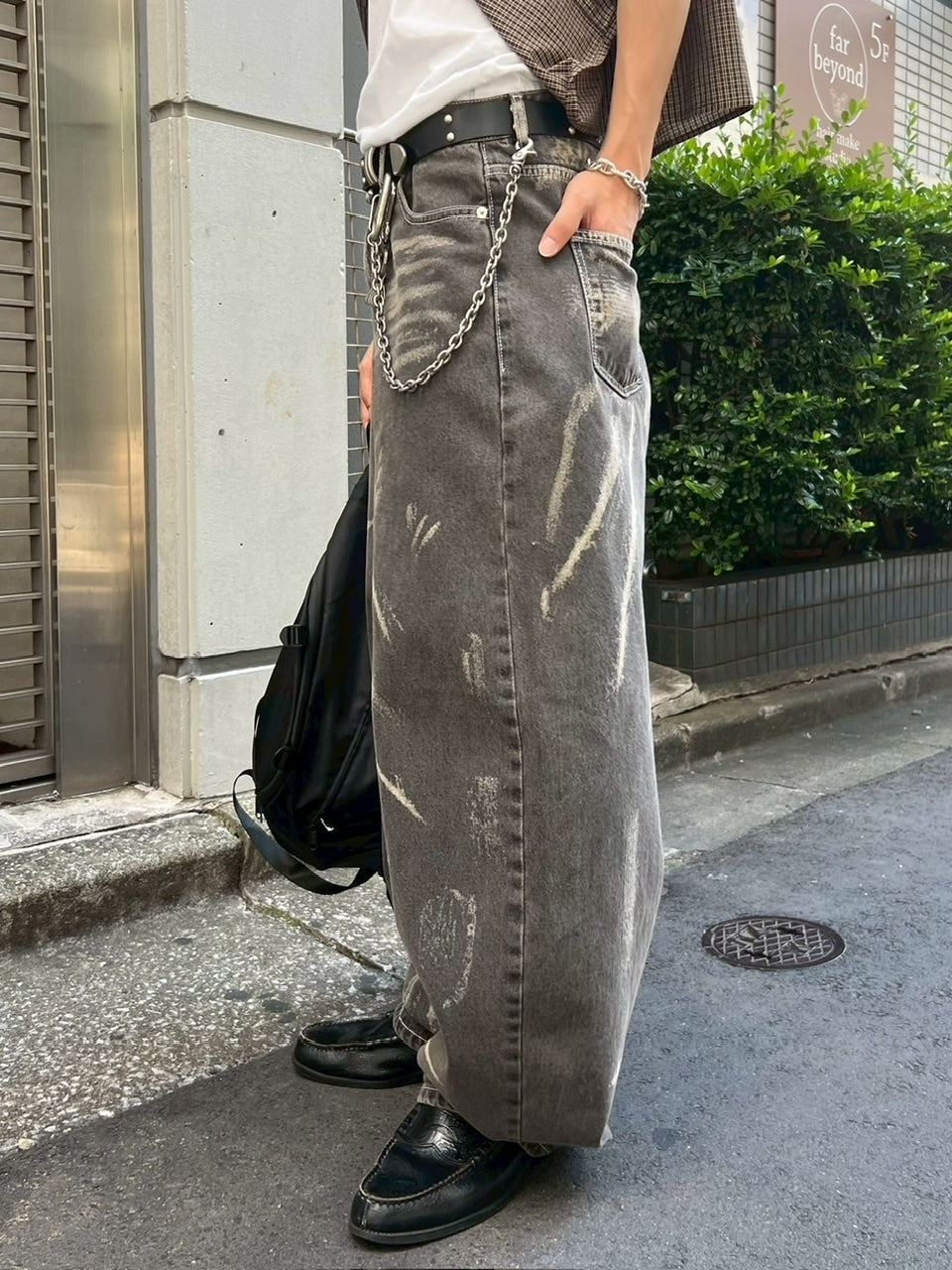 【Chikashitsu +】full painting wide denim pants / 【チカシツプラス】 フルペインティングワイドデニム