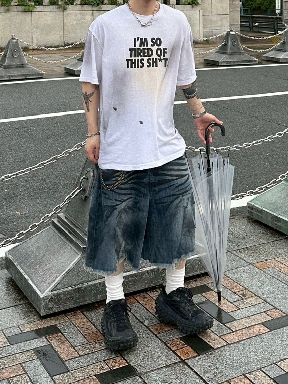 受注制【Chikashitsu +】dirty wash logo half sleeve t-shirt / 【チカシツプラス】ダーティウォッシュロゴ半袖Tシャツ (2color)
