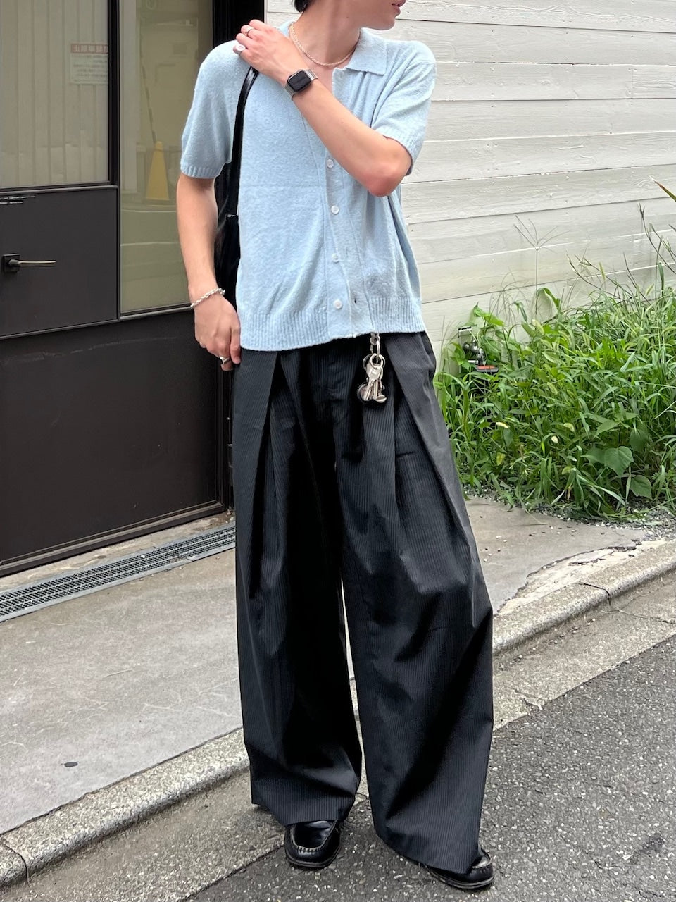 東京店WEB限定受注制【Chikashitsu +】boucle knit polo cardigan (2color) / 【チカシツプラス】ブークレニットポロカーディガン (2color)