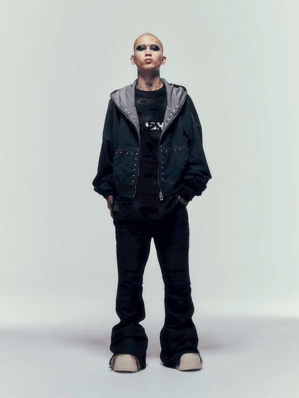 【DIG YOUR OWN GRAVE】WISH VOID L/S T-SHIRTS /【ディグユアオウングレイブ】ダメージレイヤードロゴ長袖Tシャツ