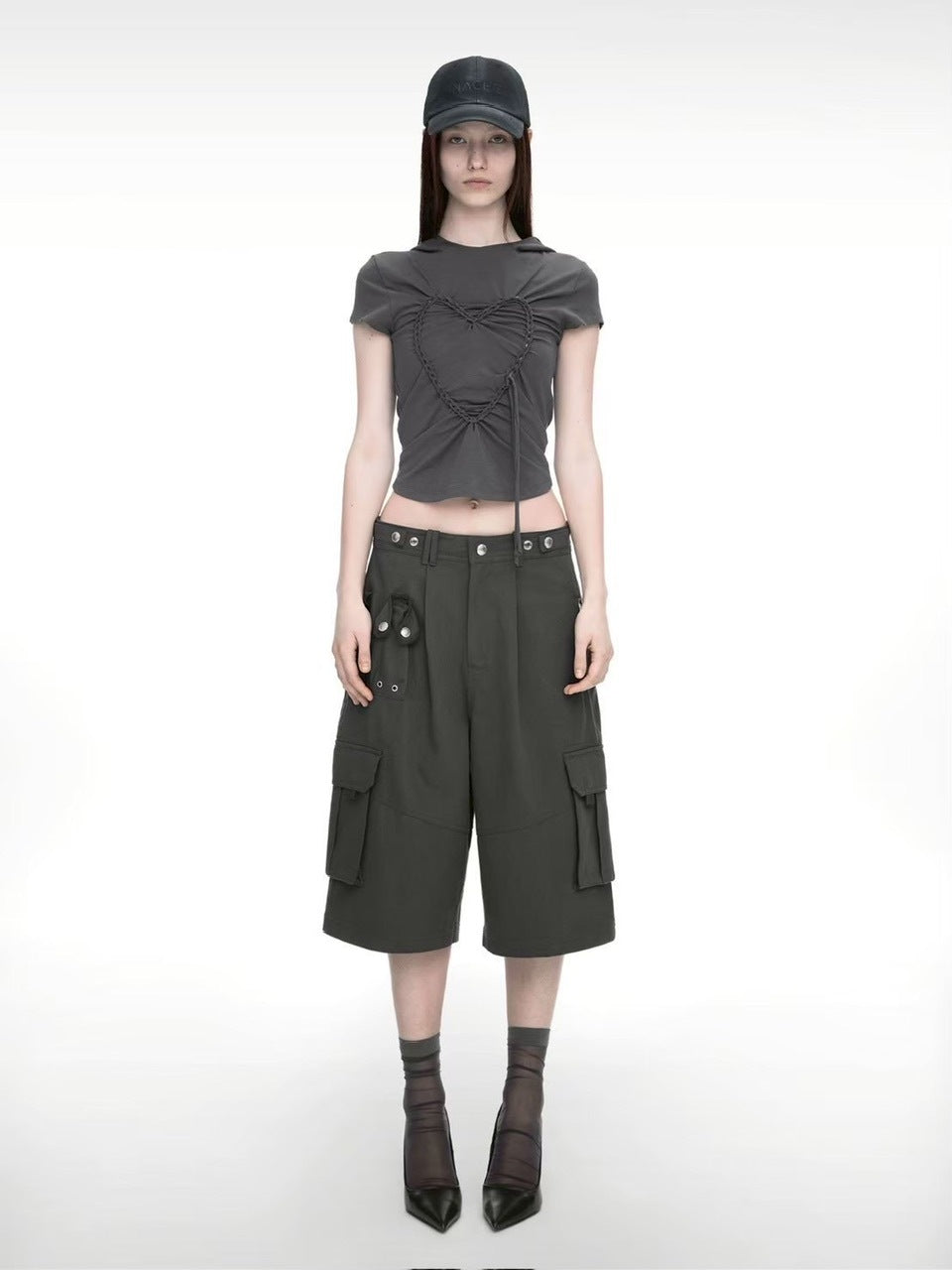 【NACHE】HEART BRAID HOODIE T-SHIRT