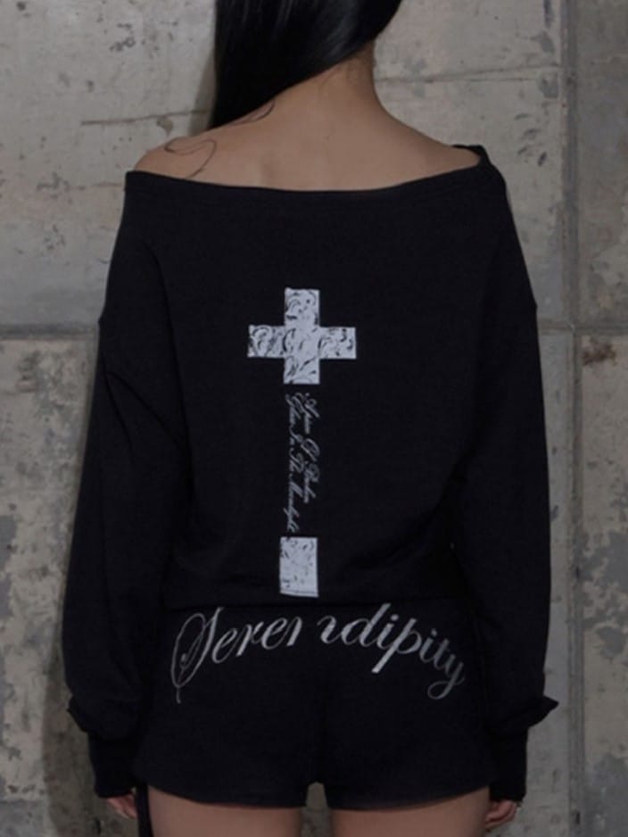 【FANCY CLUB】BOATNECK RIBBON TIE SWEATSHIRT / 【ファンシークラブ】ボートネックリボンタイスウェット長袖Ｔシャツ