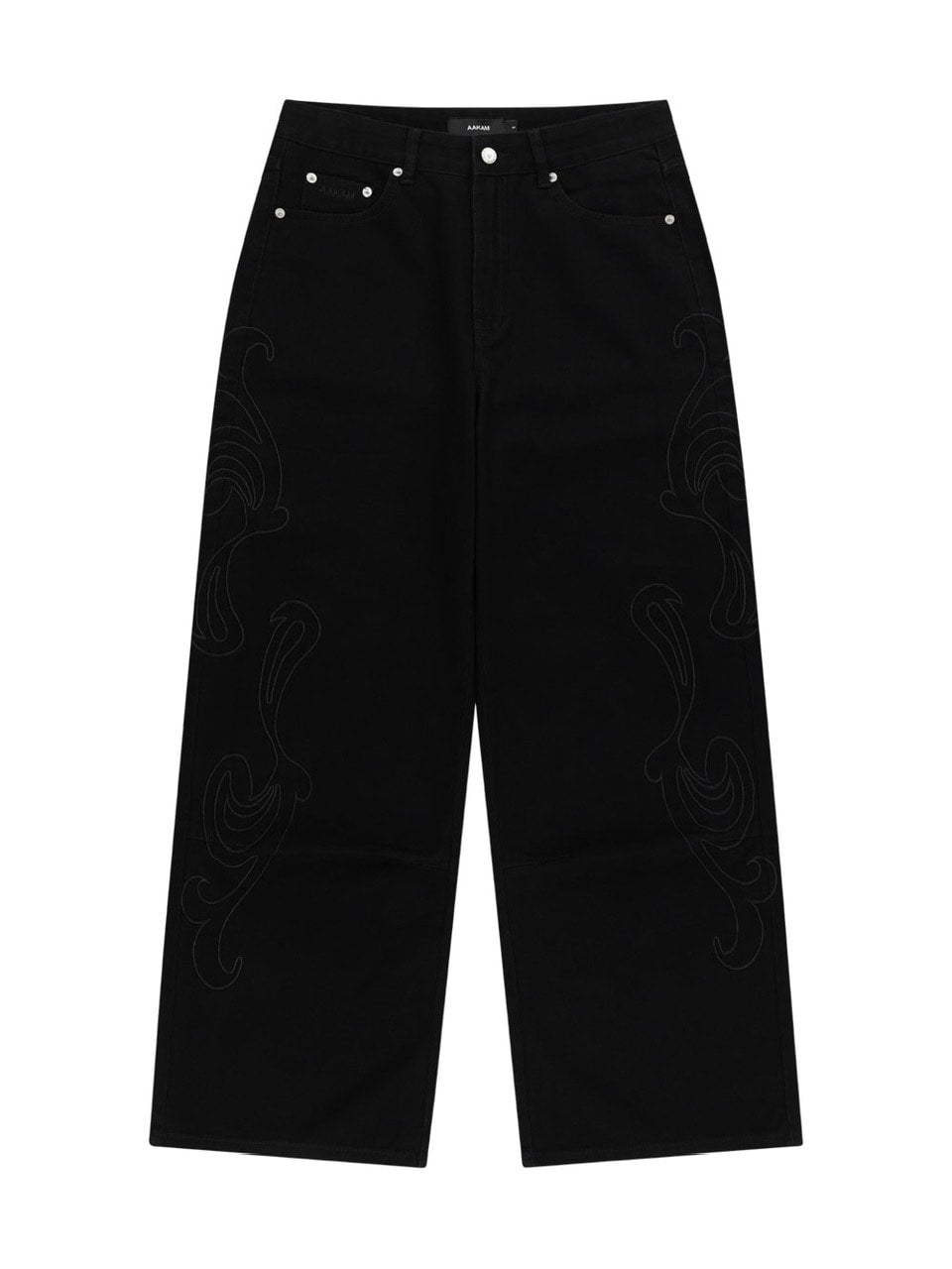 【AAKAM】Needlework Wave Cotton Pants