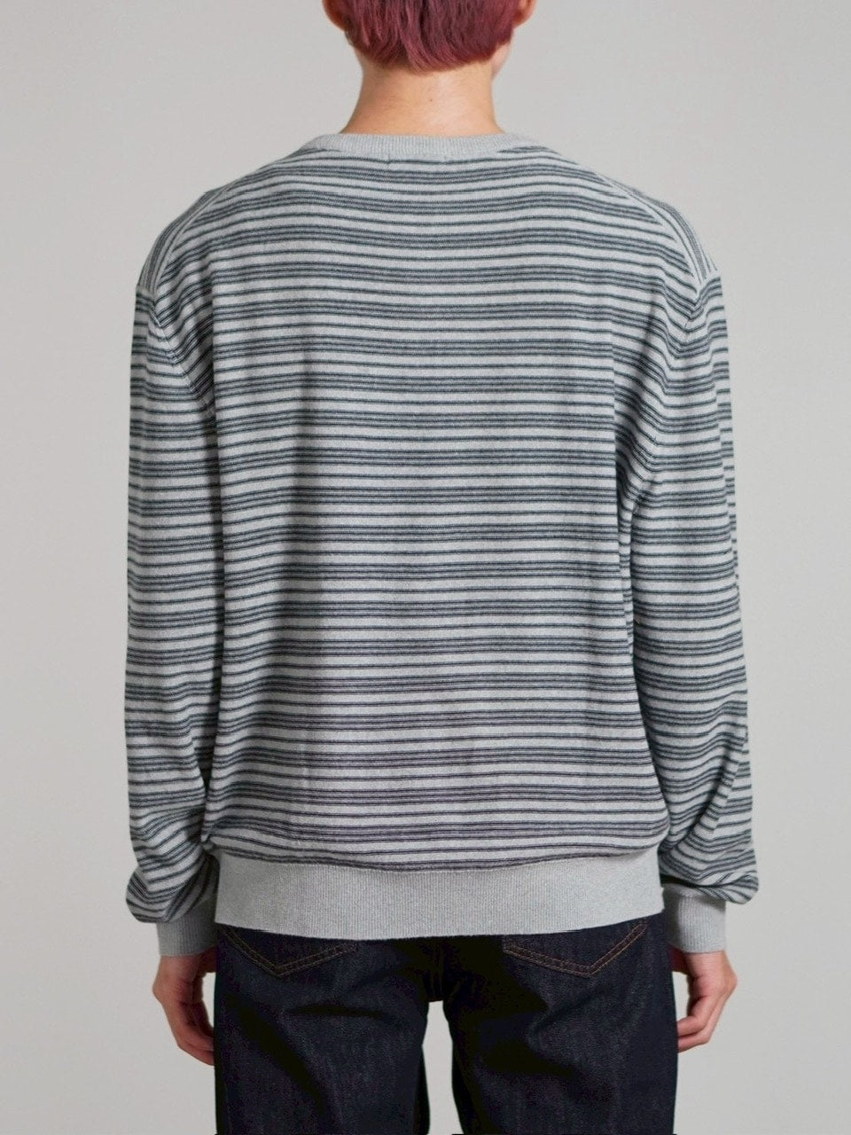 受注制【Chikashitsu +】cropped henry neck border knit / 【チカシツプラス】クロップドヘンリーネックボーダーニット (3color)