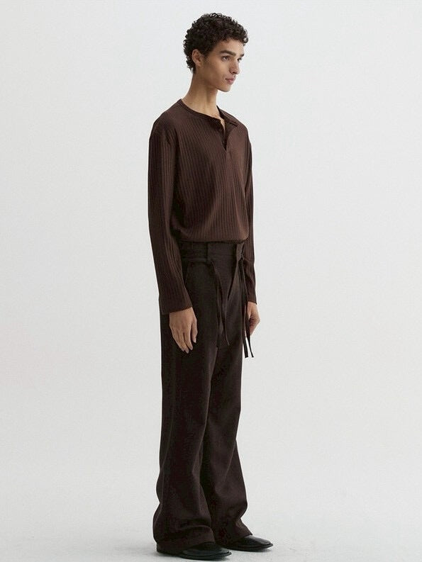 【DNSR】Ribbed Henley Long Sleeve