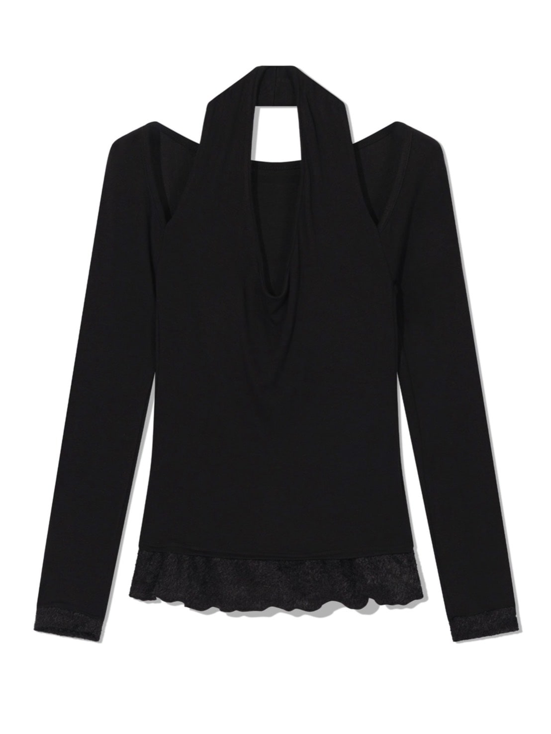 12/21 20:00 発売【Uglyshadow】SCARF FUR FRILL T-SHIRT