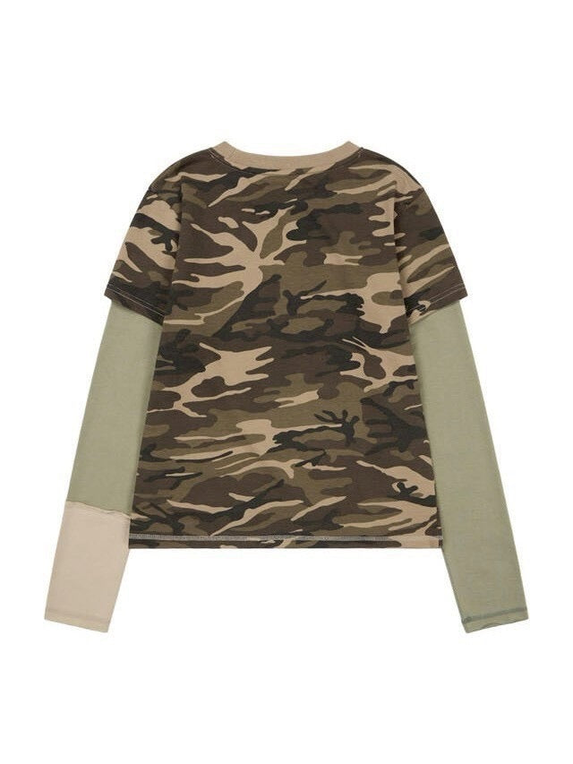 【AAKAM】Camouflage layered Long Sleeve