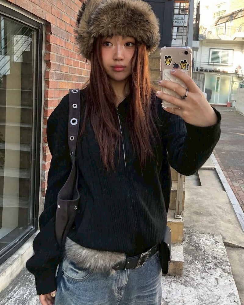 【AAKAM】Biker Leather Earflap Hat