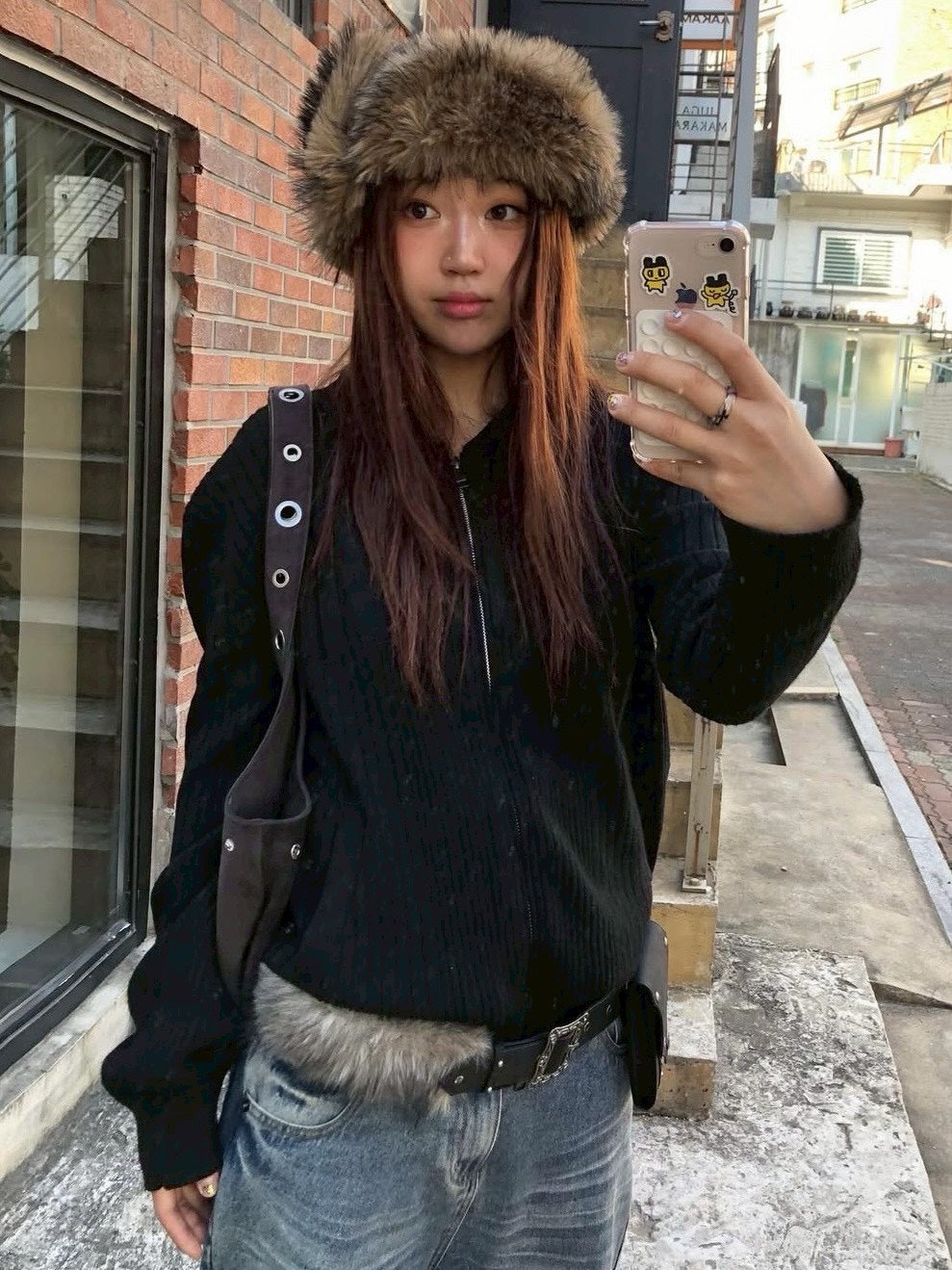 【AAKAM】Biker Leather Earflap Hat