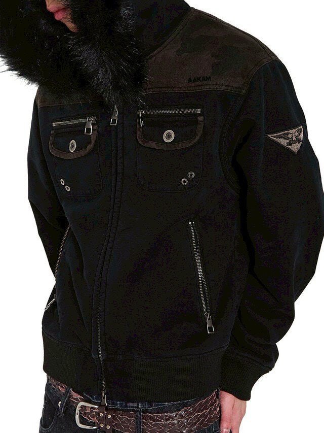 【AAKAM】Fur Camo Contrast Jacket