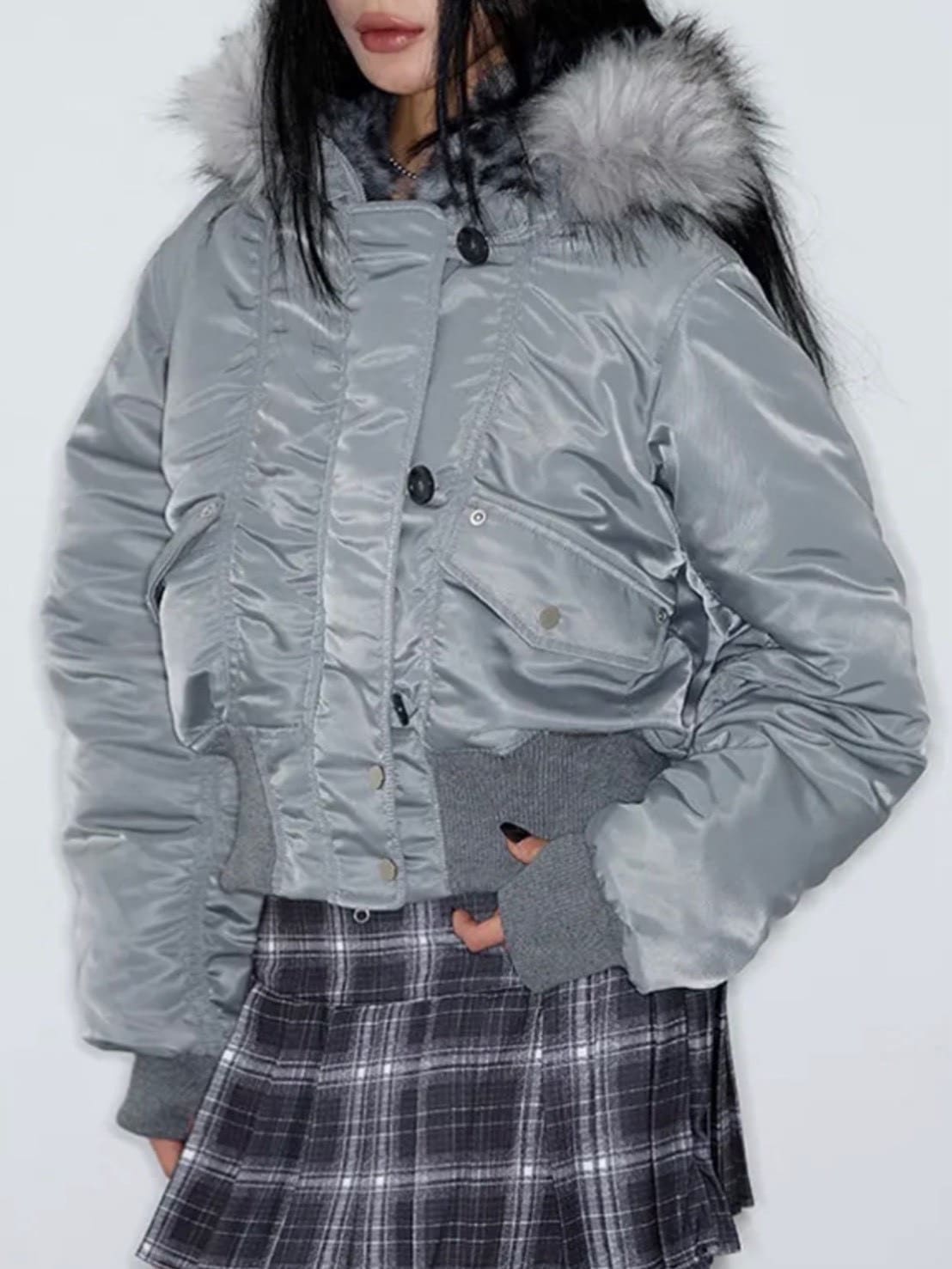 【NOT KNOWING】Fur Trim MA-1 Padded Jumper