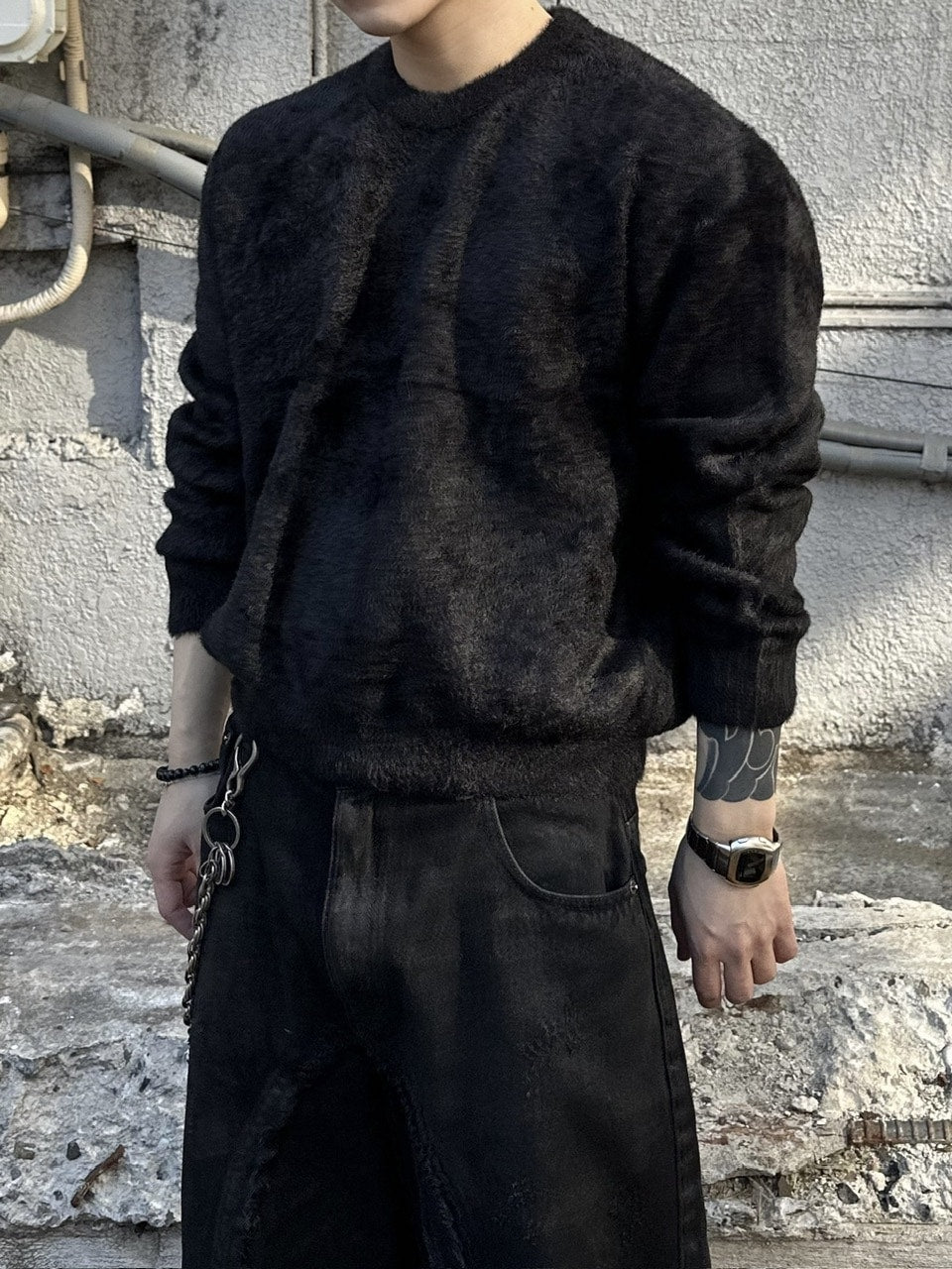 大阪店WEB限定受注制【Chikashitsu +】cropped hairy knit / 【チカシツプラス】クロップドヘアリーニット (3color)