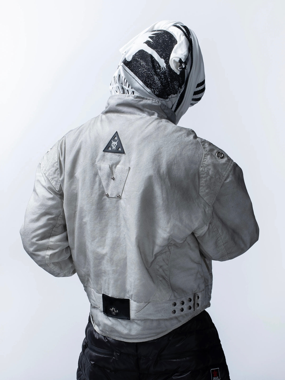 【F.V.V.O】Quilted Cropped Biker Jacket(white)