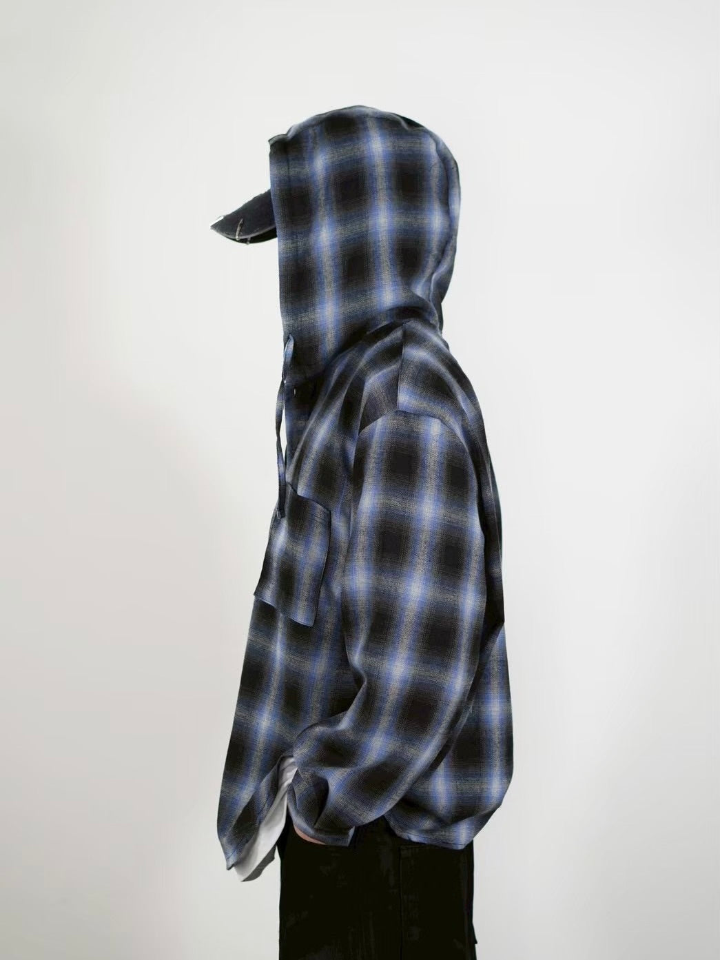 受注制【Chikashitsu +】tartan check hooded shirt (3color)