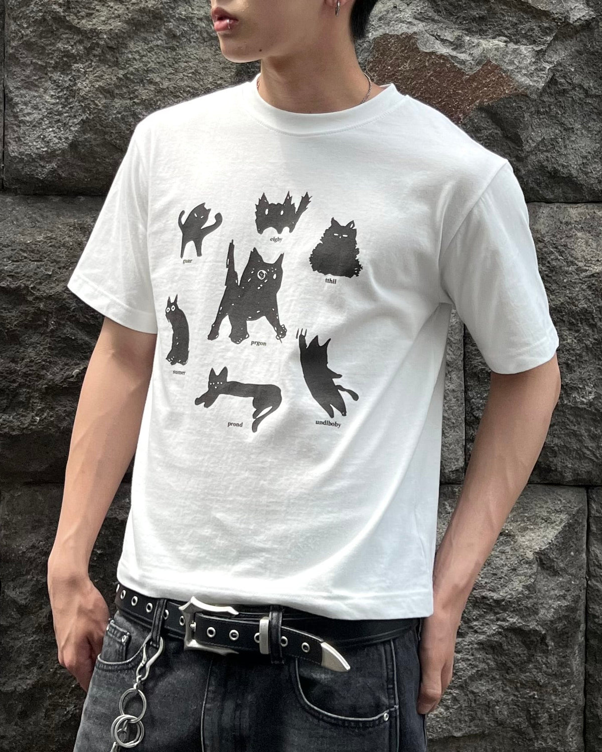 大阪店WEB限定【Chikashitsu +】cat mood graphic t-shirt (2color)