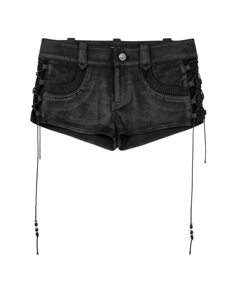 【bonienkiye】Waxed Lace-Up Shorts