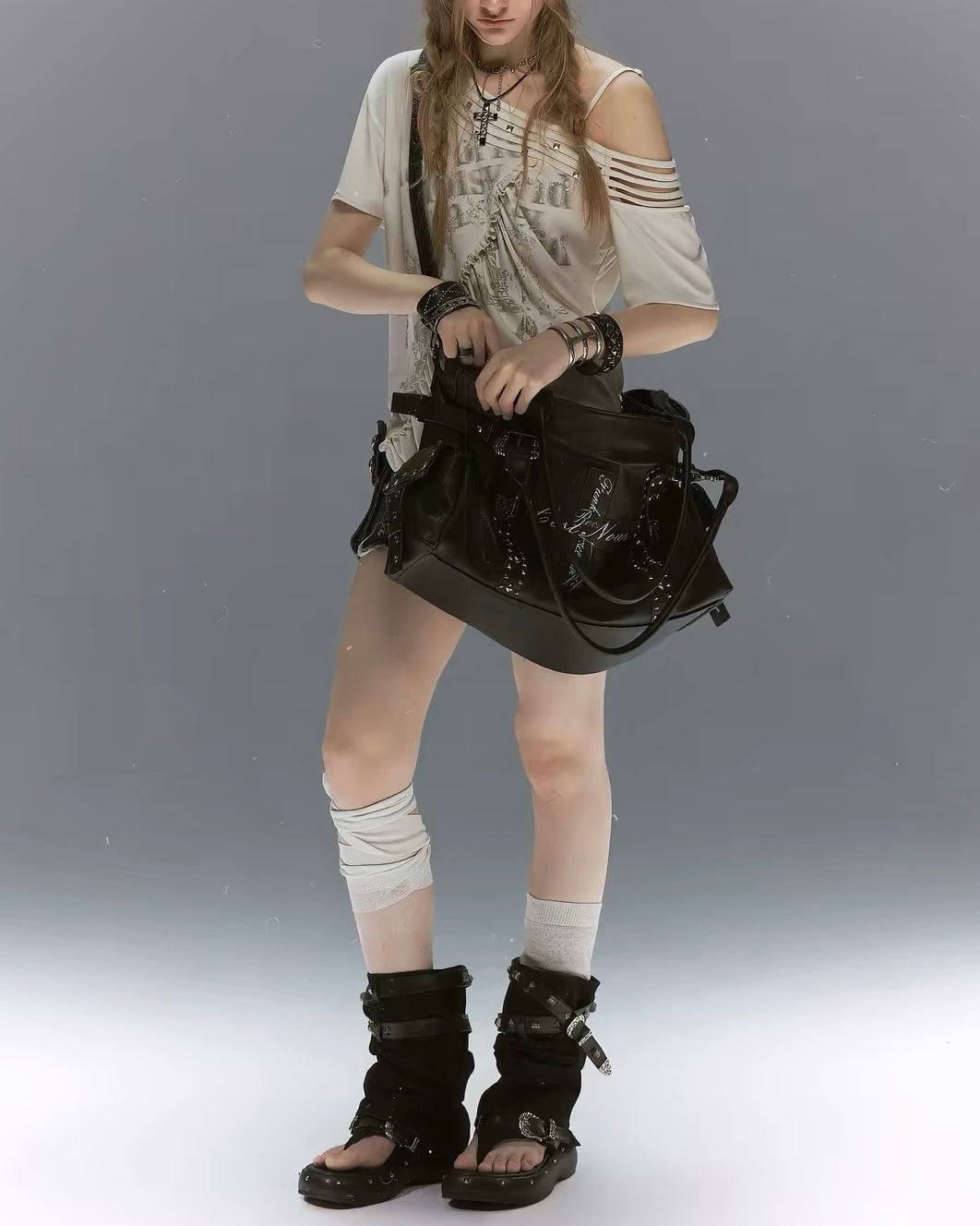 【Cest Nous】Graffiti Cross Leather Bag