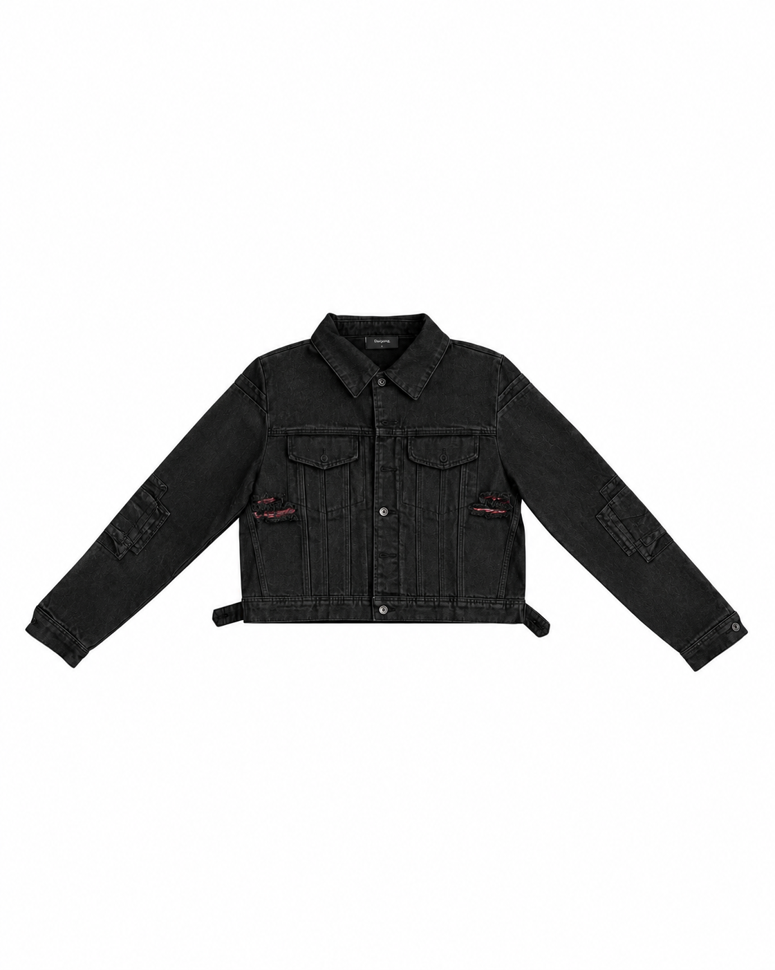 国際配送【Never mind the XU】Waxed Damage Cropped Denim Jacket