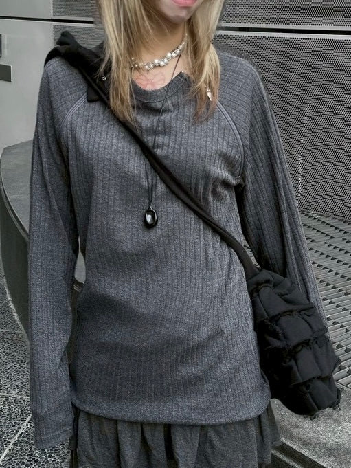 4/25 20:00発売 受注制【nmtc+】neck zip long sleeve (2color)