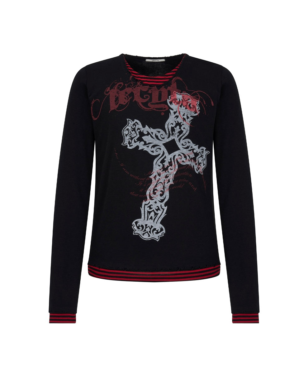 【LECYTO】Xenon Cross Stripe T-Shirt