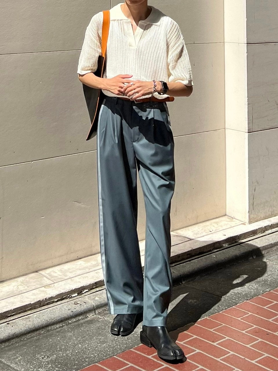 受注制【Chikashitsu +】side line slacks (3color)