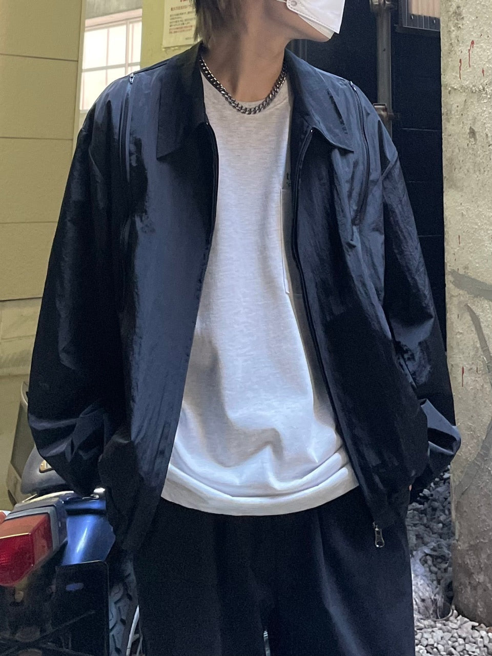 受注制【Chikashitsu +】shoulder slit design blouson (3color)