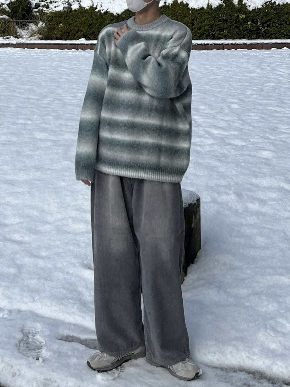 受注制【Chikashitsu +】vintage wash wide corduroy pants (2color)