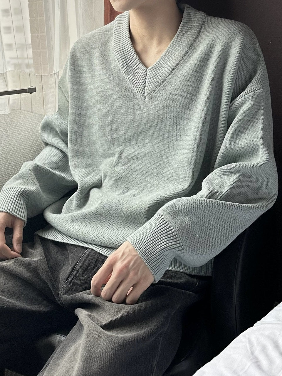 大阪店WEB限定【Chikashitsu +】basic v neck knit (4color)
