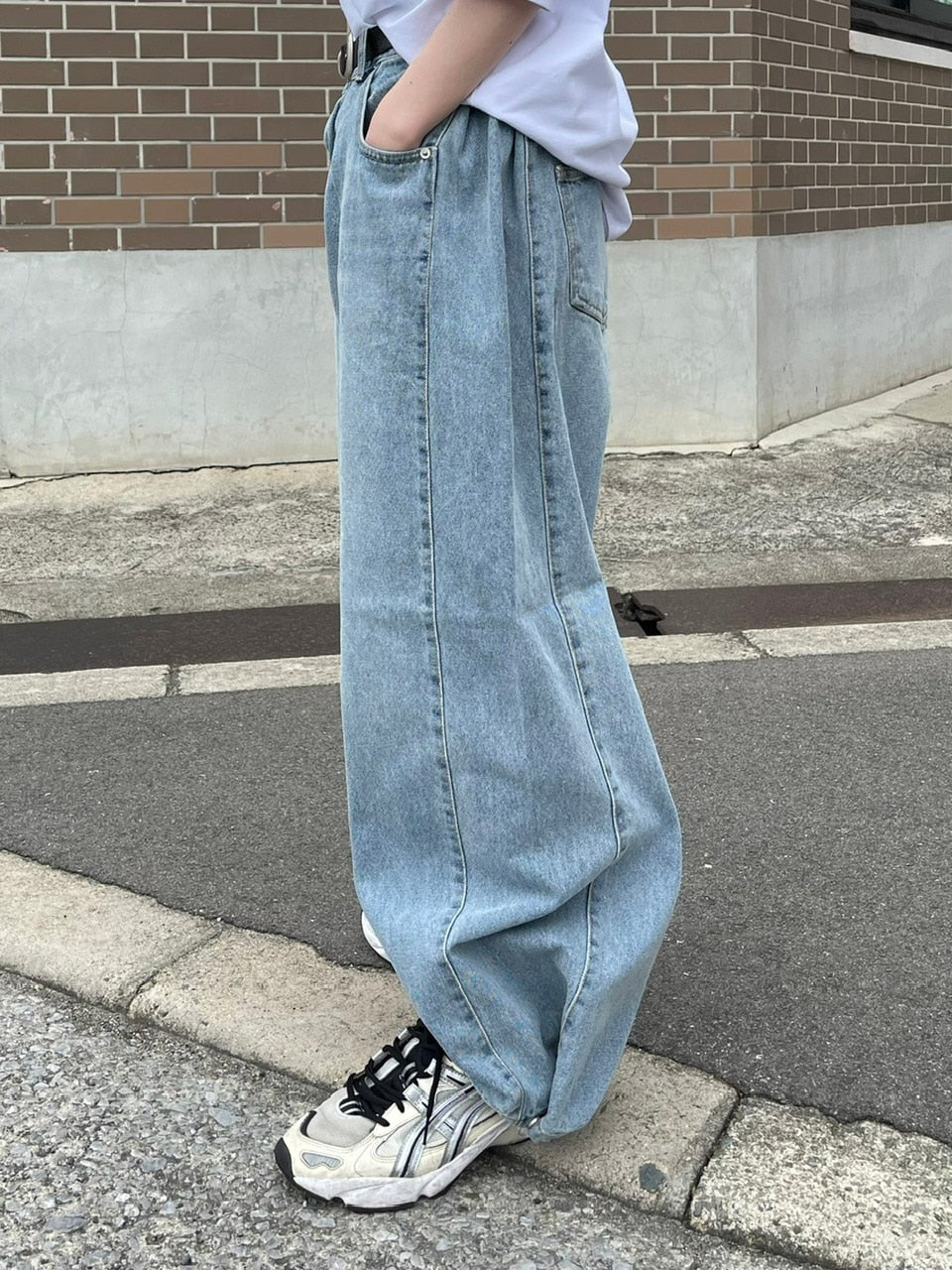 【Chikashitsu +】snap button denim pants (2color)