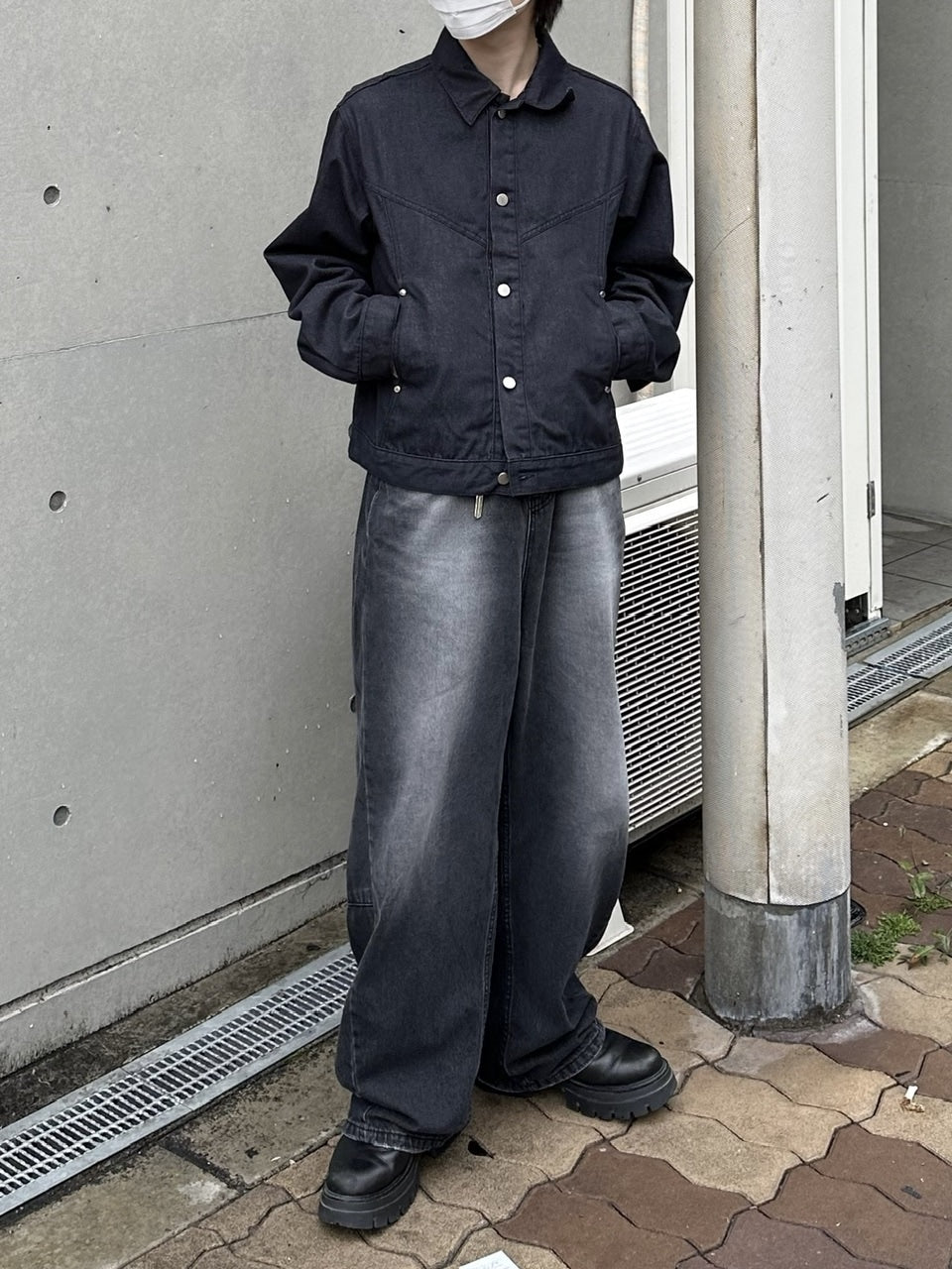 受注制【Chikashitsu +】set up design denim short jacket (2color)