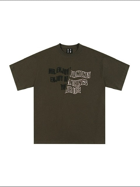 【MR. ENJOY DA MONEY】Cutting font short sleeves