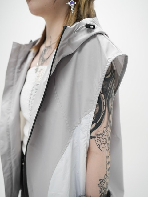 受注制【Never mind the XU】sleeveless zip up hoodie (3color)