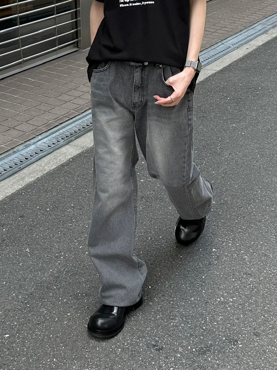 大阪店WEB限定受注制【Chikashitsu +】smokey brush deim pants (2color)