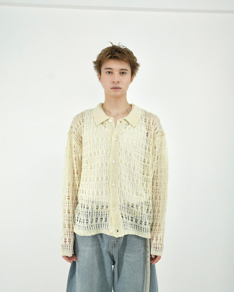 受注制【Chikashitsu +】pastry collar knit cardigan (5color)