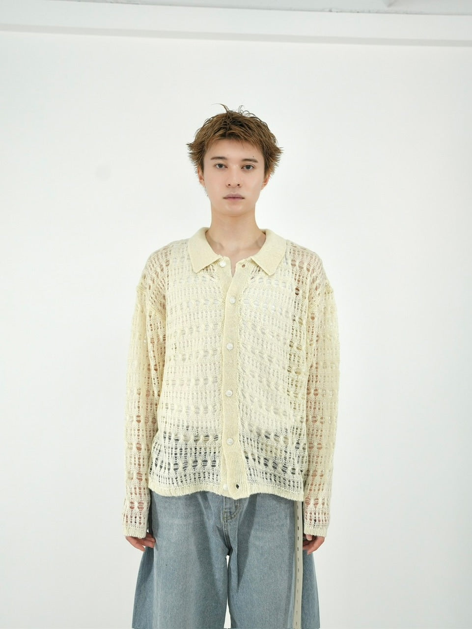 受注制【Chikashitsu +】pastry collar knit cardigan (5color)