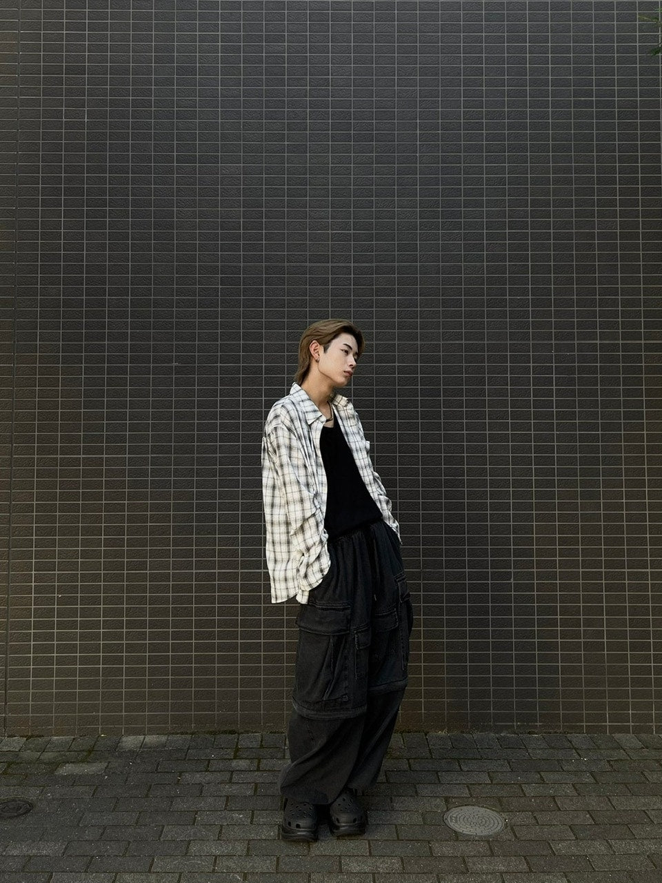 大阪店WEB限定受注制【Chikashitsu +】linen check shirt (3color)