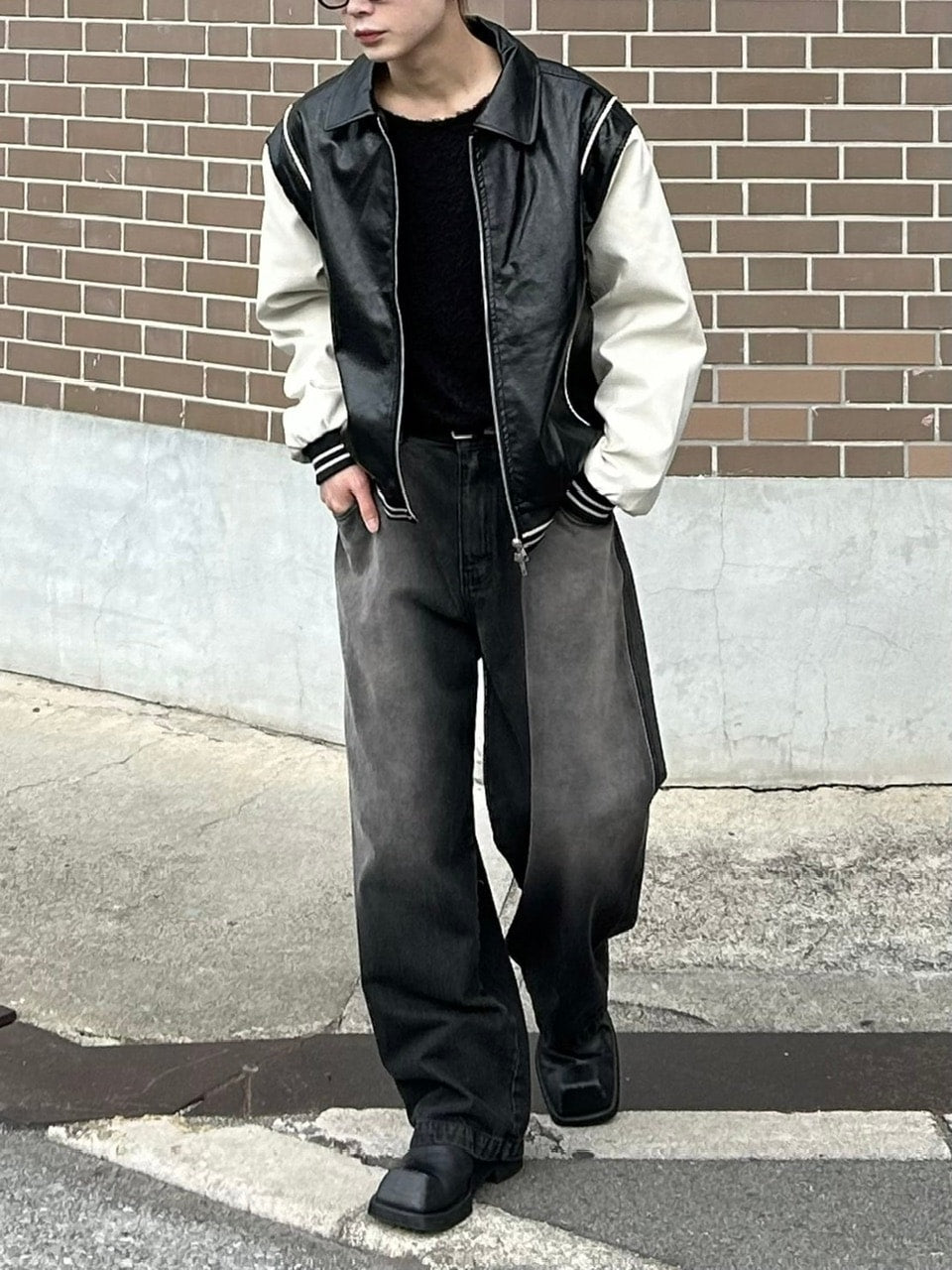 受注制【Chikashitsu +】leather piping jacket (2color)